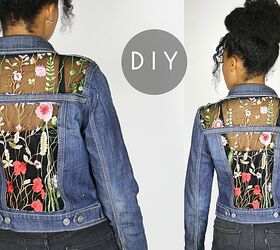 DIY Embroidered Sheer Cut Out Denim Jacket (NO SEWING)