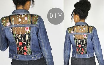 DIY Embroidered Sheer Cut Out Denim Jacket (NO SEWING)