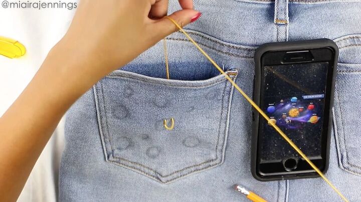 diy space embroidered denim jeans pocket