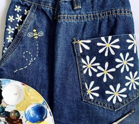 14 amazing ways to customize your ordinary jeans, Flower painted jeans