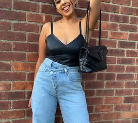 14 amazing ways to customize your ordinary jeans, Asymmetrical waist jeans