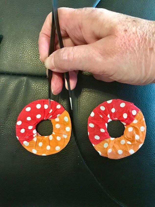 how to make some party earrings from cardboard and fabric, Pierce hole