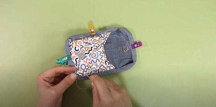 sew along with me for a cute diy coin case, Hand sew the binding