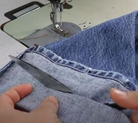 how to sew a euro hem on jeans, Cut excess fabric