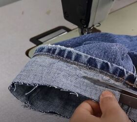 how to sew a euro hem on jeans, Cut down the fabric
