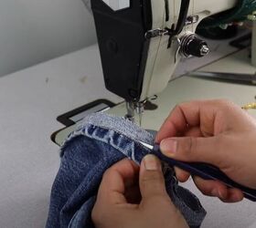 how to sew a euro hem on jeans, Open the original hem