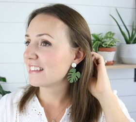 how to make clay earrings monstera leaf earrings