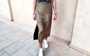 How To: Straight Golden Midi Skirt With Side Slit