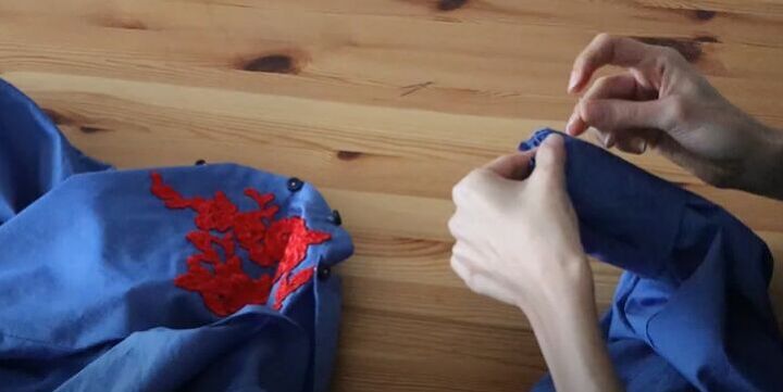 how to make an embroidered lace shirt, Sew on the cuffs