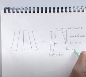 diy a denim mini skirt from old jeans, Label the sketch