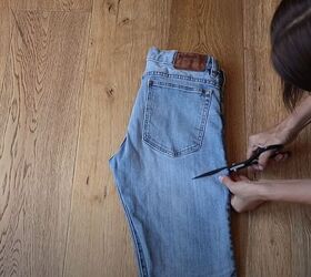 3 ways to use rhinestone fringe diy rhinestone shorts dress top, Cutting a pair of jeans into shorts