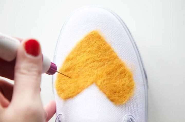 diy needle felted heart shoes