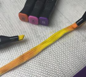 quick fabric marker rainbow shoelace diy