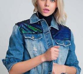 18 top ways to style your jean jacket, Denim and sequin jacket