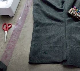 refashion a fleece blanket into a cozy loungewear set, Cut to the desired length