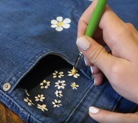 upgrade your jeans with a genius paint trick, Paint the flowers