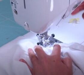 refashion a bedsheet into a 3 layer ruffle skirt, Sew along the zipper seam
