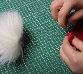 get in the spirit with this diy santa hat, Hand sew onto the hat