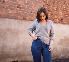 how to style a loose knit sweater, Do an off center tuck