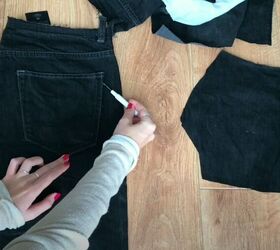 diy a denim jacket with a cozy lining this winter, Remove the pockets