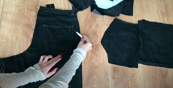 diy a denim jacket with a cozy lining this winter, Remove the pockets