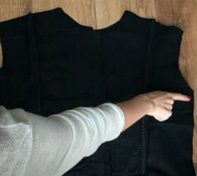 diy a denim jacket with a cozy lining this winter, Join the back and front pieces