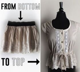refashion from bottom to top an upcycled peplum button down shirt