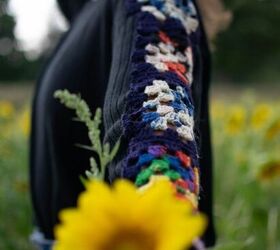 granny square sweater tutorial using a thrifted blanket