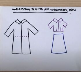 upcycled button down midi dress, Sketch the dress
