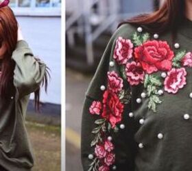 transform your old sweater with a little bit of embroidery, Sweater with pearls