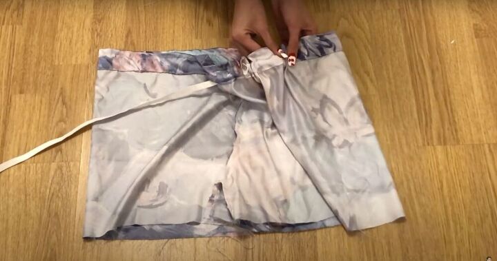 make a silky satin sleepwear set, Insert the elastic into the shorts
