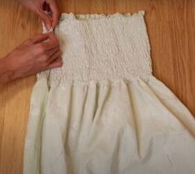 make a smocked tiered maxi dress from a duvet cover, Sew the sides together