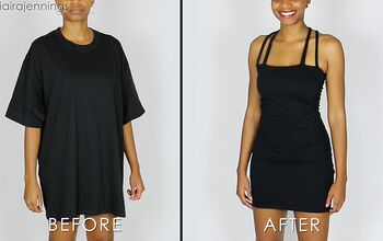 DIY Little Black Dress From an Oversized Men's T-Shirt (Easy Sewing!)