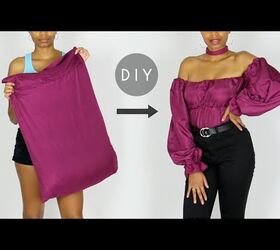 DIY Puff Sleeve Off-the-Shoulder Top Out of Pillow Cases-Easy Sewing!