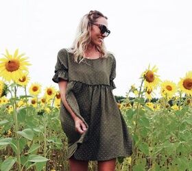 how to easy gathered hem dress with subtle puff sleeves