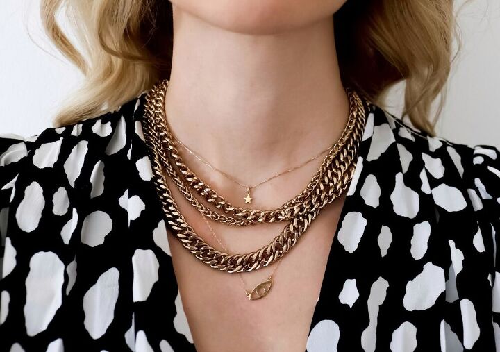how to layered chunky chain necklace