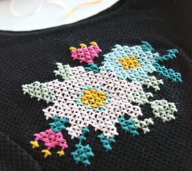 how to make a diy embellished sweater with cross stitch