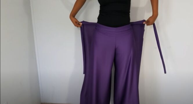 how to make sew a diy wrap pants pattern in 4 simple steps, Wrap towards the front