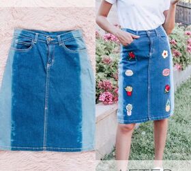 Easy DIY: Denim Patch Skirt Refashion