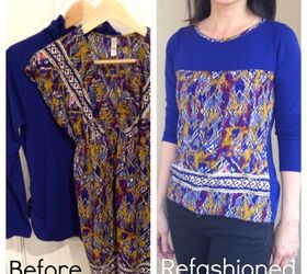 refashion diy upcycle turtleneck into long sleeve t shirt with tribal