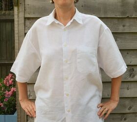 white button down off the shoulder shirt