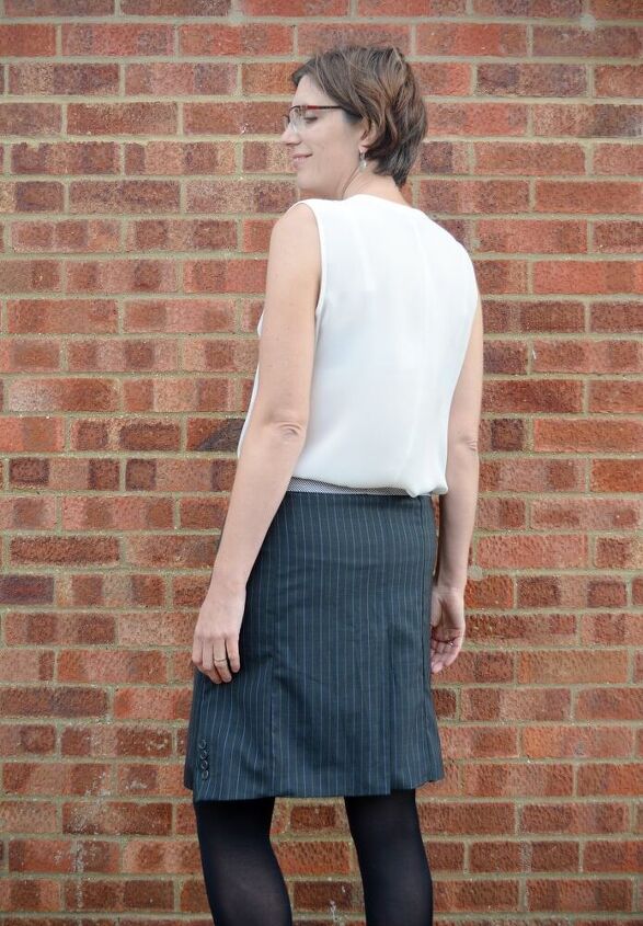 suit jacket refashioned into a a line skirt