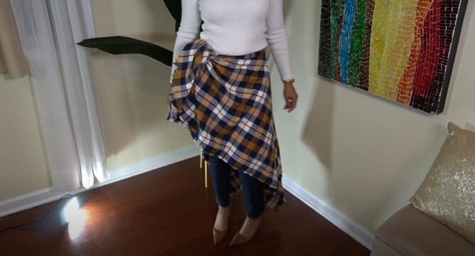 different ways to wear and style a blanket scarf, Wear as a skirt