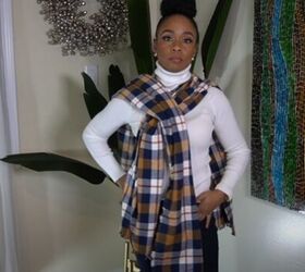 different ways to wear and style a blanket scarf, Criss cross at the front