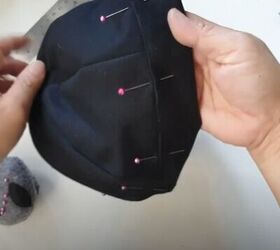 learn to sew a 6 panel bucket hat and skull cap, Pin the folds
