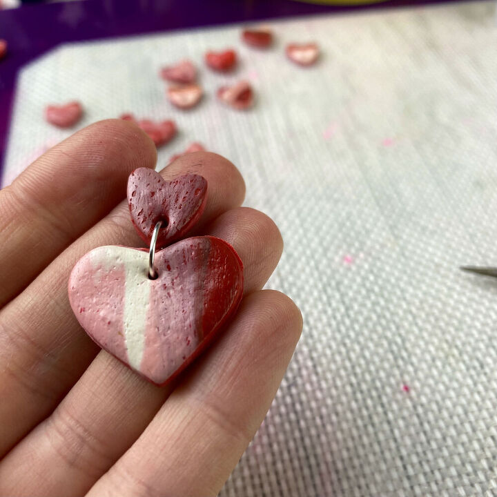 marbled clay heart earring valentine s diy