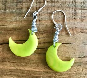 how to use eco friendly nuts to make earrings, Lime green Tagua nut earrings