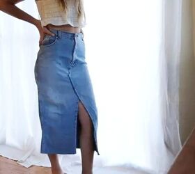 transform a pair of pants into a super cute skirt with this tutorial, Pants to skirt upcycle