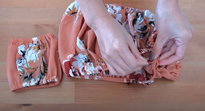 diy refashion ruffle skirt and off the shoulder top, Pin on the sleeves