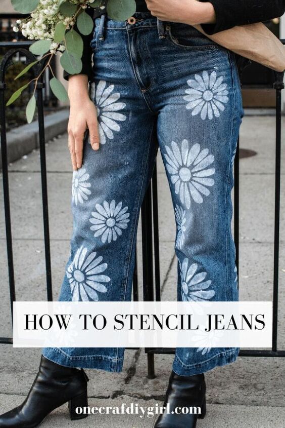 floral hippie jean tutorial how to stencil jeans